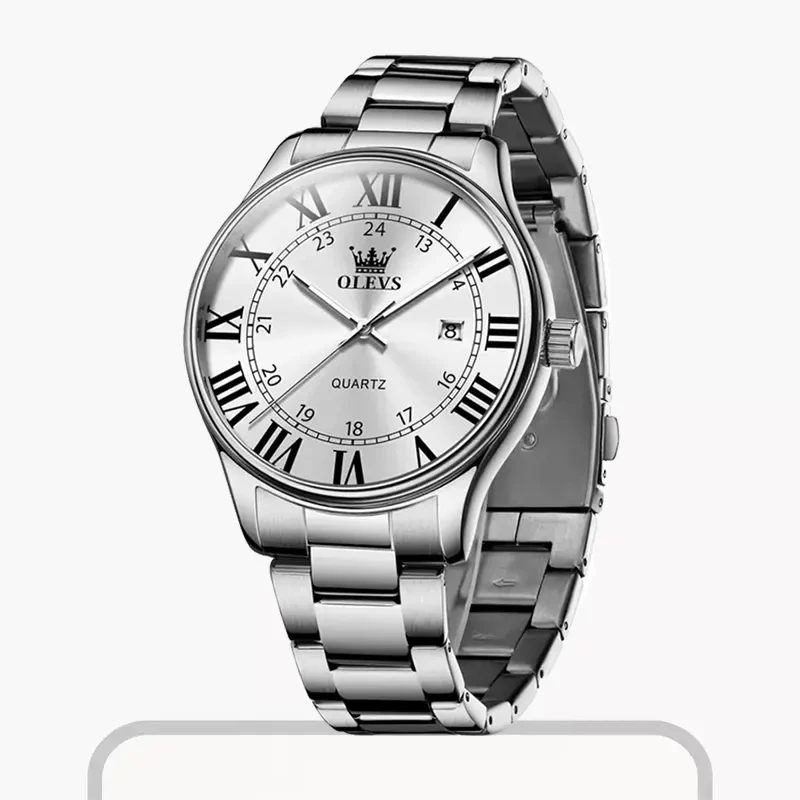 Olevs Silver-Tone Design Fashion Men's Watch- 2911